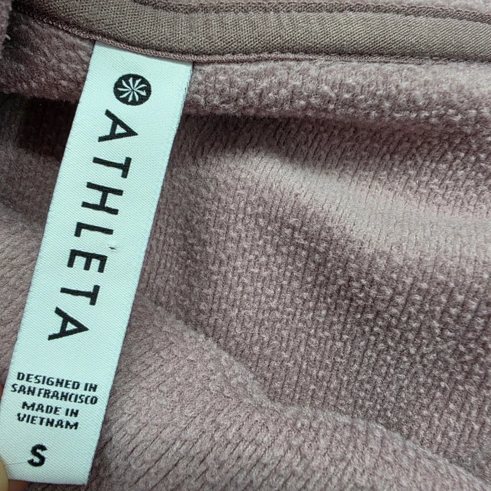 Athleta Coaster Luxe Sweatshirt Asymmetric Zip Tulip Hem Mauve Pink Small Womens - Picture 4 of 10